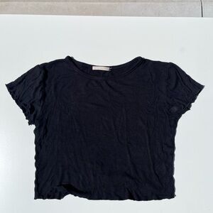 Active USA Black Ribbed Crop Tee